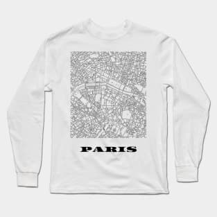 Map of Paris, France Minimalist Line Drawing Long Sleeve T-Shirt